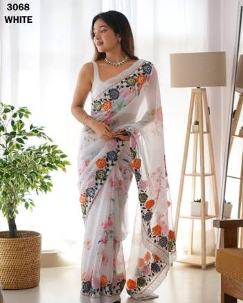 D.NO. BT3068 COLOUR’S BY BEAUTIFUL FLOWERS DIGITAL PRINT  SAREE EXPORTER IN INDIA